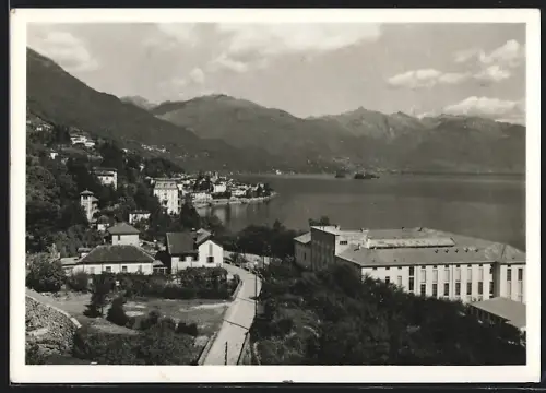 AK Brissago /Lago Maggiore, Strassenpartie mit der Blauband-Brissago-Fabrik