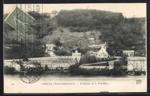AK Orival /Seine-Inférieure, L`Église et le Pavillon