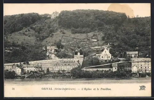 AK Orival /Seine-Inférieure, L`Église et le Pavillon