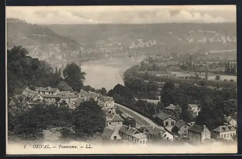 AK Orival, Panorama sur la rivière et le village environnant