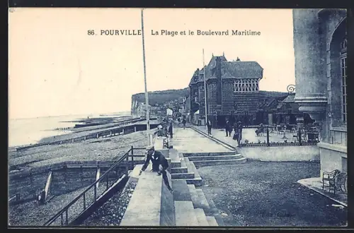 AK Pourville, La Plage et le Boulevard Maritime