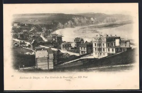 AK Pourville, Vue Générale de Pourville et des falaises côtières