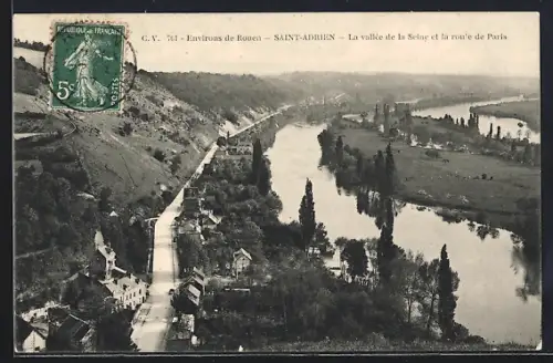 AK Saint-Adrien, La vallée de la Seine et la route de Paris