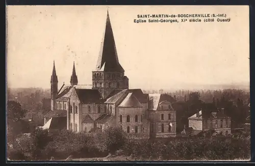 AK Saint-Martin-de-Boscherville /S.-Inf., Église Saint-Georges, XIe siècle, côté Ouest