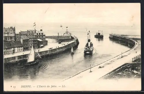 AK Dieppe, L`Entrée des Jetées