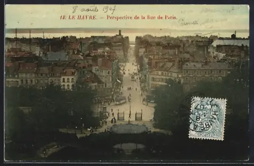 AK Le Havre, Perspective de la Rue de Paris