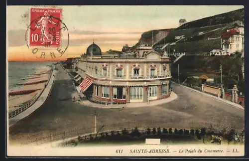 AK Sainte-Adresse, Le Palais du Commerce et la promenade côtière au crépuscule