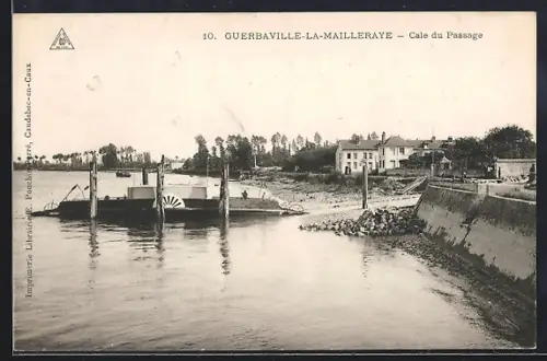 AK Guerbaville-la-Mailleraye, Cale du Passage avec bateau sur la Seine