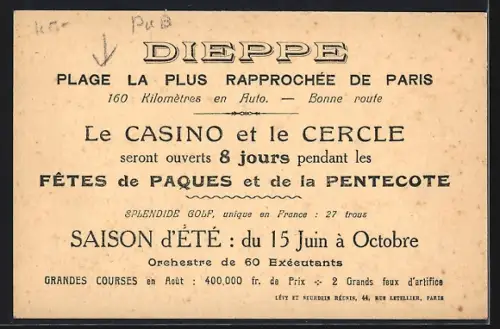 AK Dieppe, Vue générale de la ville et de la plage avec le casino et le front de mer