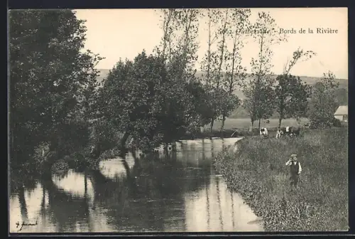AK Quiberville, Bords de la Rivière avec paysage bucolique