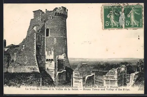 AK Moulineaux /Seine-Inférieure, Château de Robert le Diable et la Tour de Rouen avec la Vallée de la Seine