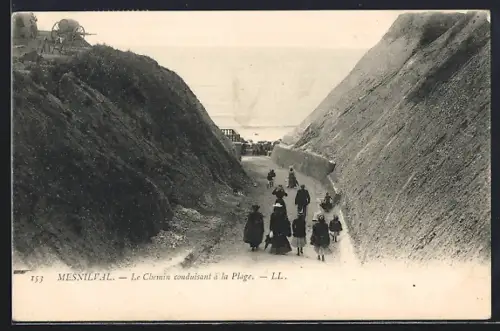 AK Mesnilval, Le Chemin conduisant à la Plage