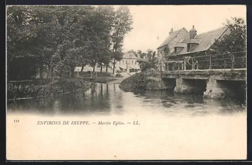 AK Martin-Église, Vue du pont et de la rivière