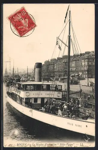 AK Rouen, Le Navire d`excursion Félix Faure sur la Seine