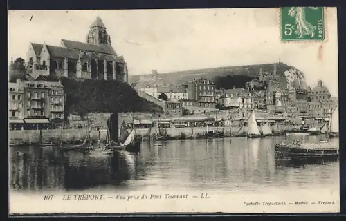 AK Le Tréport, Vue prise du Pont Tournant