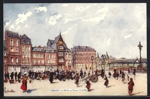 Künstler-AK Tréport, Le Marché au Poisson