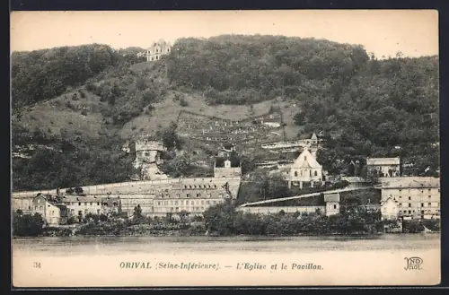 AK Orival /Seine-Inférieure, L`Église et le Pavillon