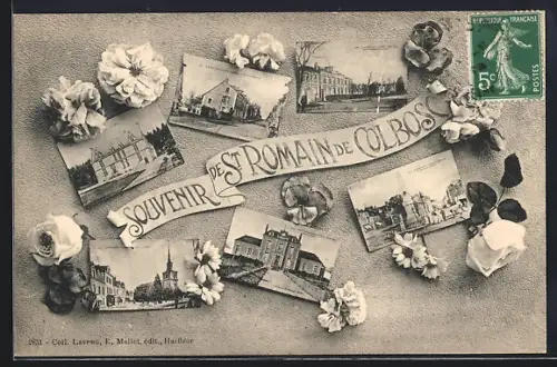 AK St Romain de Colbosc, Souvenir de St Romain de Colbosc avec fleurs et cartes postales