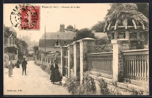 AK Puys /S.-Inf., Chemin de la Mer avec habitants en promenade