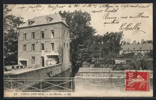 AK Criel-sur-Mer, Le Moulin et le canal adjoint dans un cadre arboré
