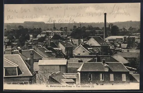 AK Gournay-en-Bray, Vue Générale sur les toits et la cheminée d`usine