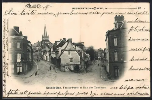AK Neufchâtel-en-Braye, Grande-Rue, Fausse-Porte et Rue des Tanneurs
