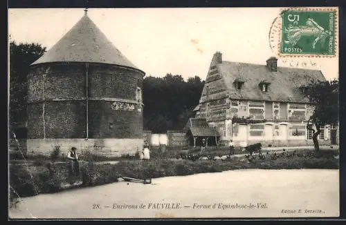 AK Équimbosc-le-Val, Ferme et pigeonnier près de Fauville