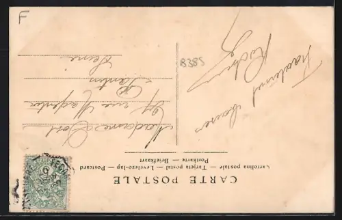 AK Fécamp, Souvenir avec illustration d`une hirondelle en vol