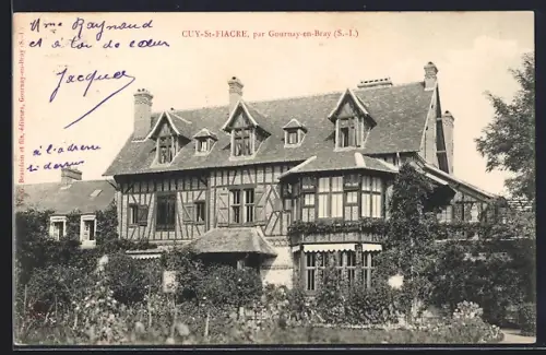 AK Cuy-St-Fiacre /Gournay-en-Bray, Maison de campagne pittoresque avec jardin fleuri
