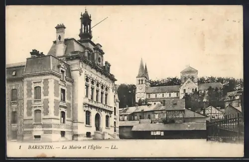 AK Barentin, La Mairie et l`Église