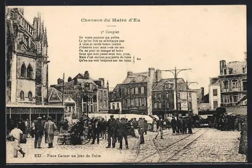 AK Eu, Place Carnot un jour de Foire