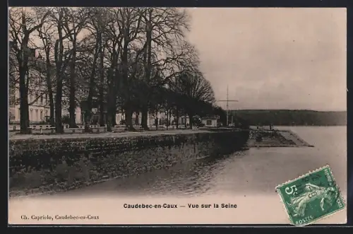 AK Caudebec-en-Caux, Vue sur la Seine