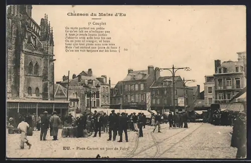 AK Eu, Place Carnot un jour de Foire