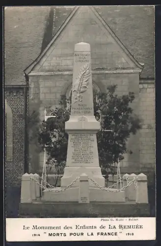 AK La Remuée, Le Monument des Enfants de La Remuée morts pour la France 1914-1918