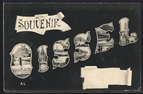 AK Oissel, Lettres illustrées avec vues de la ville