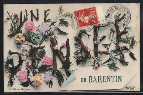 AK Barentin, Une pensée de Barentin avec fleurs et décoration florale