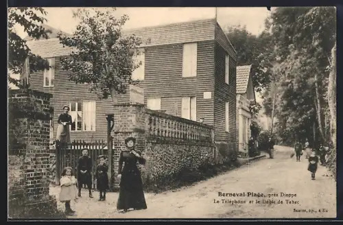 AK Berneval-Plage /Dieppe, Le Téléphone et le débit de Tabac