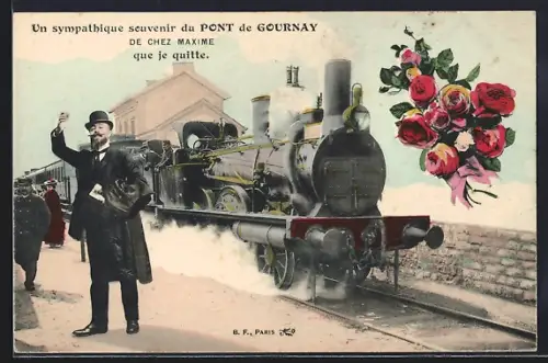 AK Pont de Gournay, Un sympathique souvenir du pont de Gournay de chez Maxime que je quitte