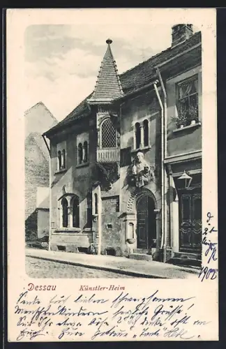 AK Dessau, Künstler-Heim in der Wallstrasse 32