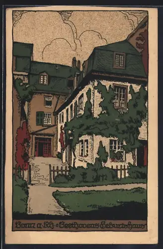 Steindruck-AK Bonn a. Rh., Beethovens Geburtshaus