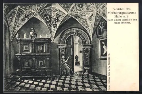 Künstler-AK Halle a. S., Vestibül des Moritzburgmuseums
