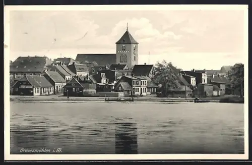 AK Grevesmühlen, Ortsansicht vom Wasser aus