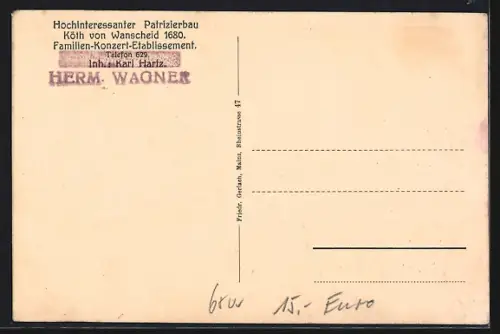 AK Mainz, Familien-Restaurant Kötherhof, Inh. Herm. Wagner