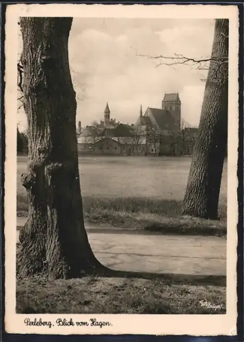 AK Perleberg, Blick vom Hagen mit Schloss