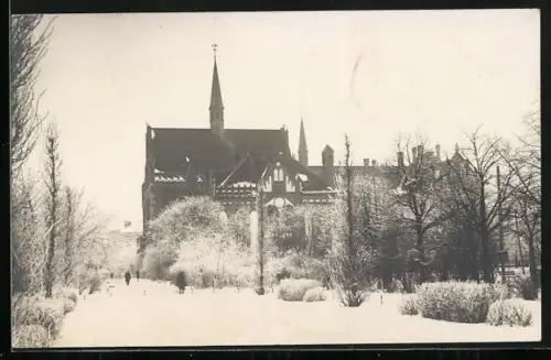 Foto-AK Riga, Académie des Beaux Arte en hiver