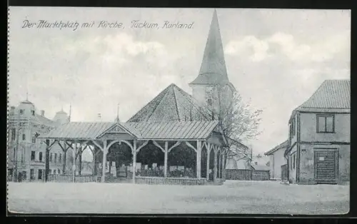 AK Tuckum, Marktplatz mit Kirche