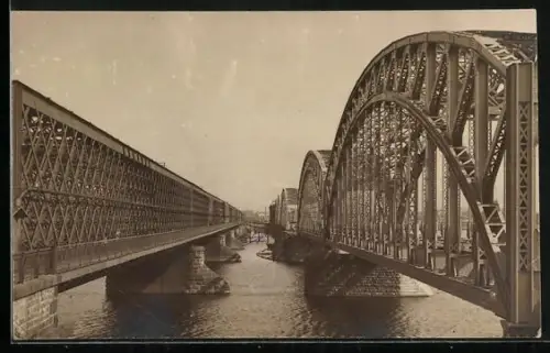 Foto-AK Riga, Blick auf die Brücken