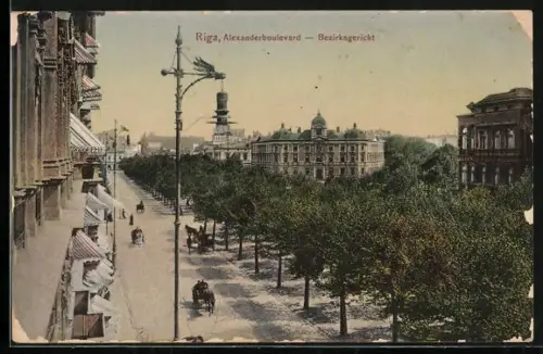 AK Riga, Alexanderboulevard mit Bezirksgericht
