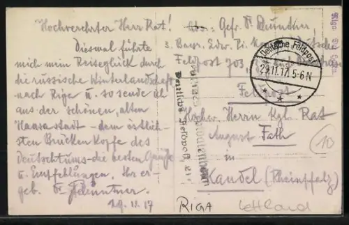 AK Riga, Teilansicht mit Hafen