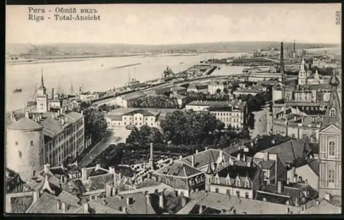 AK Riga, Teilansicht aus der Vogelschau
